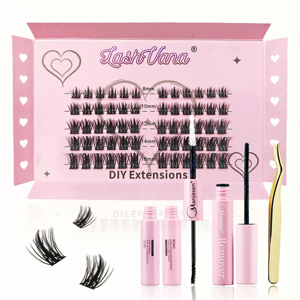 New Individual Wispy D Curl Segment Mink DIY Lash Clusters Eyelash Extension Trays Wholesale Private Label Cluster