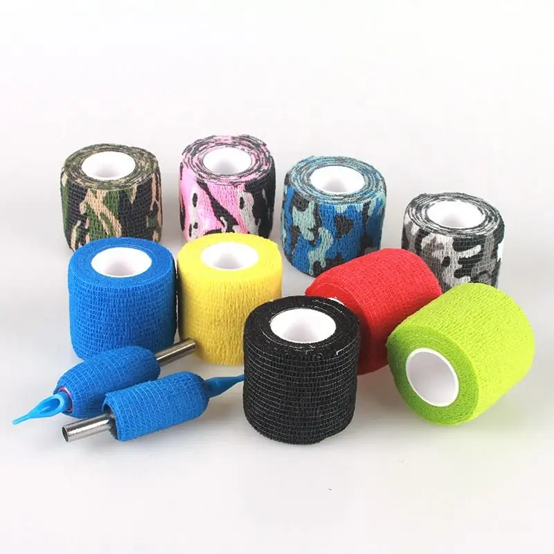 Custom Self-adhesive Elastic Aftercare Tattoo Machine Wrap Tattoo Bandage Wrap Cover Grip Tattoo Tape