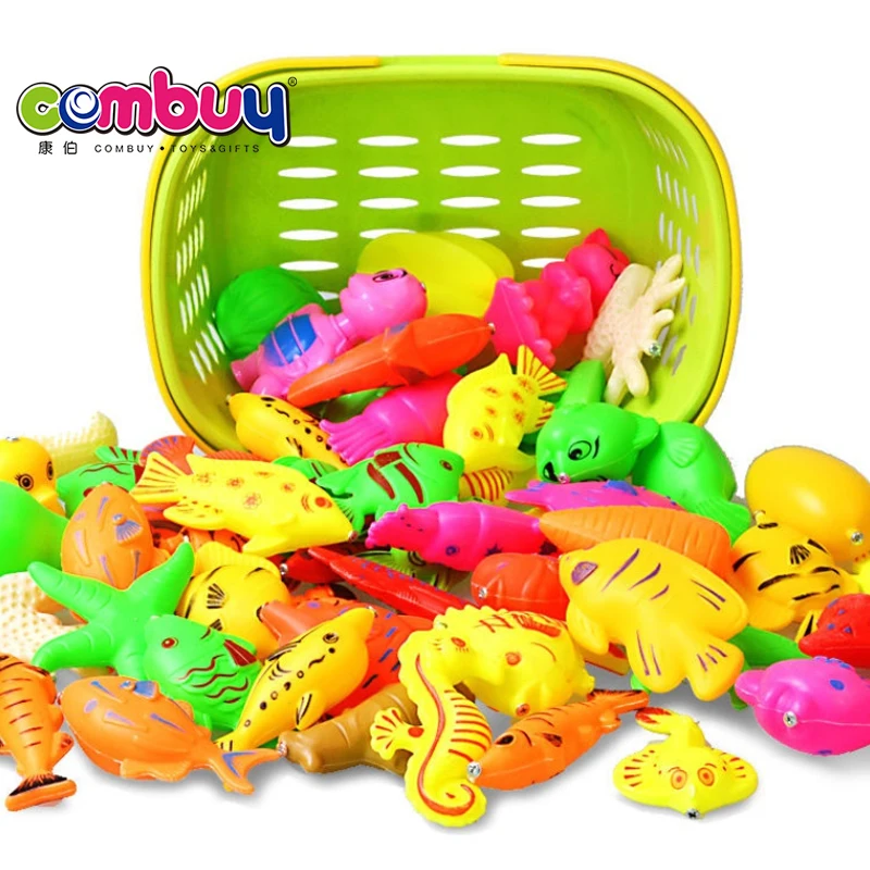 Magnetic inflatable pools basket set 48 pcs play fishing toys 2 player fish games