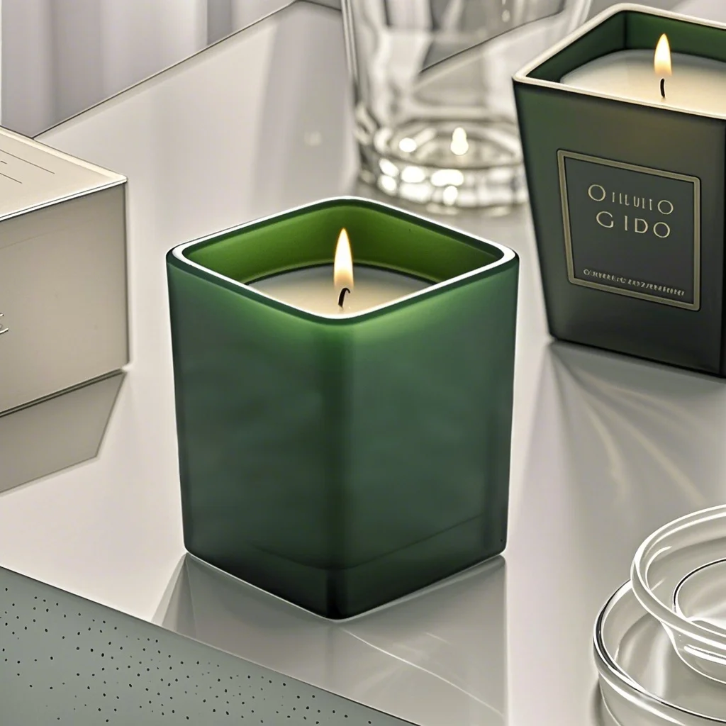 custom private label unique candle holder frosted empty square glass jars 3oz 10oz candle jars with wooden lids