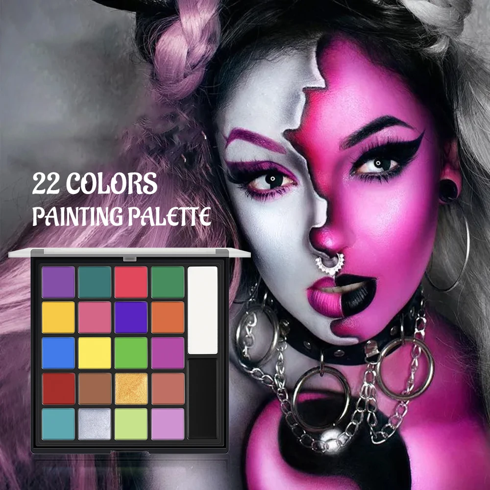 Face paint 22 Colors Painting Palette Makeup Facial Paint art Professional Artist Pigment for Halloween Cosplay Party makeup