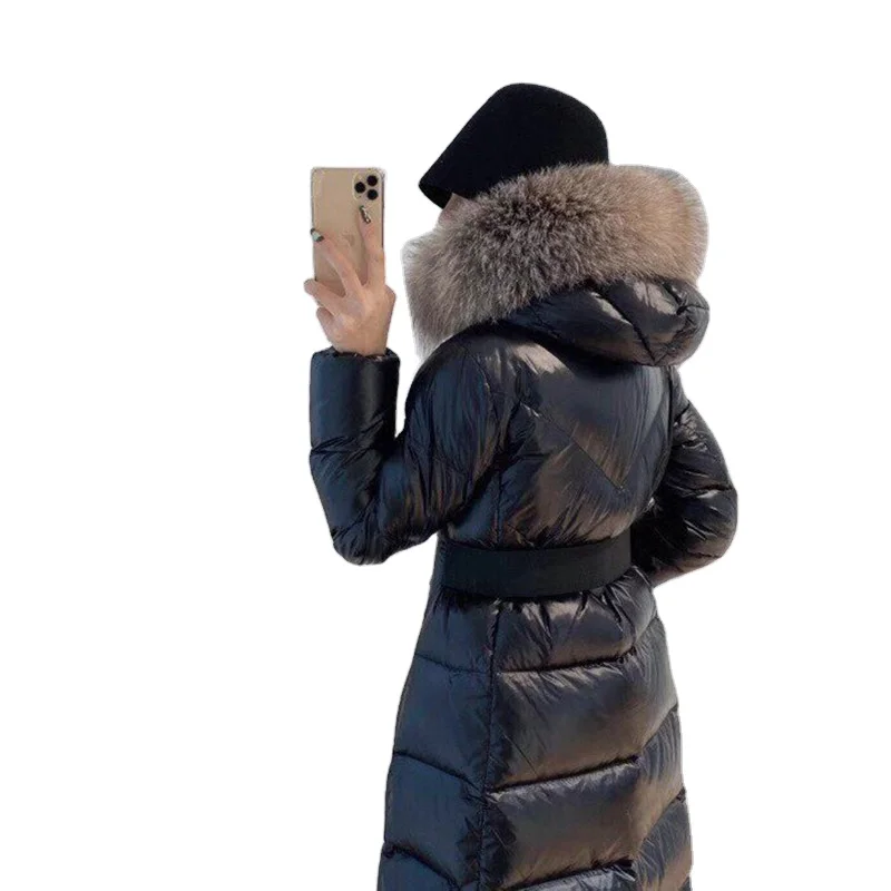 2024 Winter Down Jacket Women Long Parka Real Fox Fur Coat Natural Raccoon Fur Collar Hood Thick Warm Streetwear Parkas New