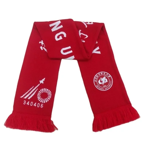 Индивидуальный мужской 100% акриловый вязаный жаккардовый шарф с рисунком для футбола