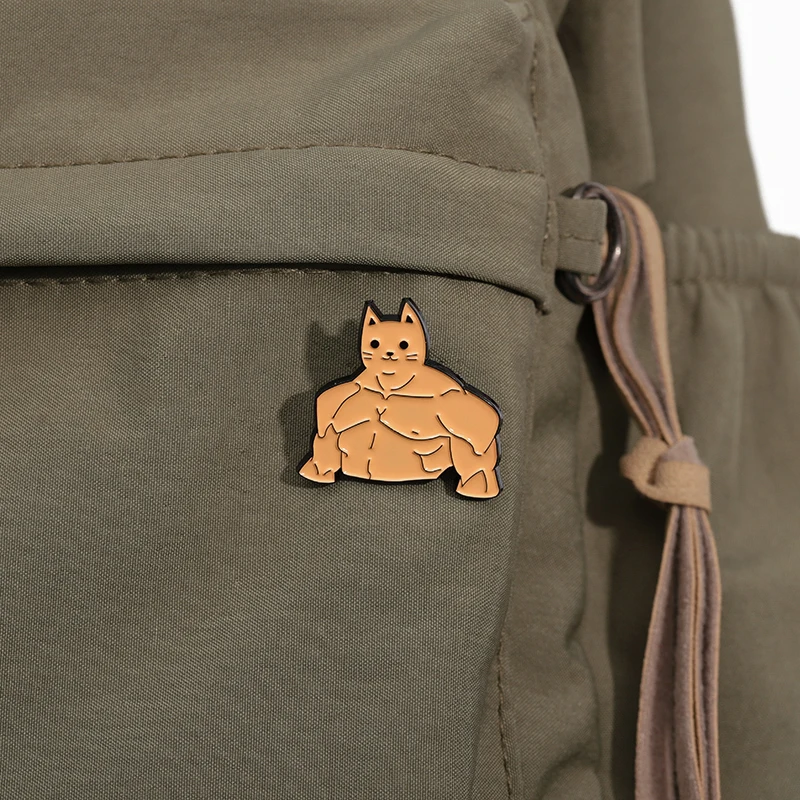 Creative Muscular Animal Enamel Brooch Funny Bee Cat Bat Image Backpack Badge Clothing Accessories Gift Jewelry for Friends