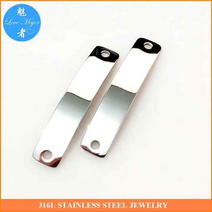 Blank Engrave-able Shine Polished Two hole Stainless Steel Jewelry Plaque Connector Fashion Jewel Findings