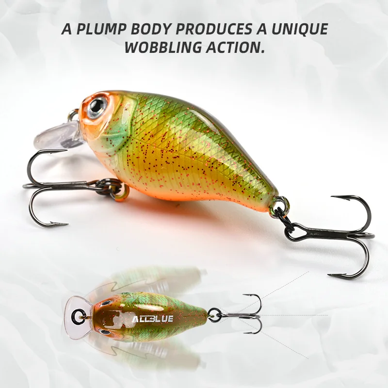 ALLBLUE PLUMP 38SR Crankbait 38mm 4g Shallow Rattle Floating Wobbler Hard Fishing Lure Minnow Artificial Crank Bass Trout Tackle