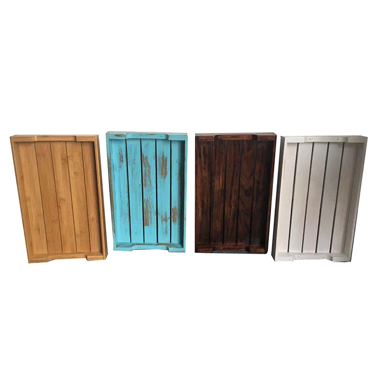 Индивидуальный многоцветный поднос для завтрака с двумя ручками, поднос для сервировки еды, дерево