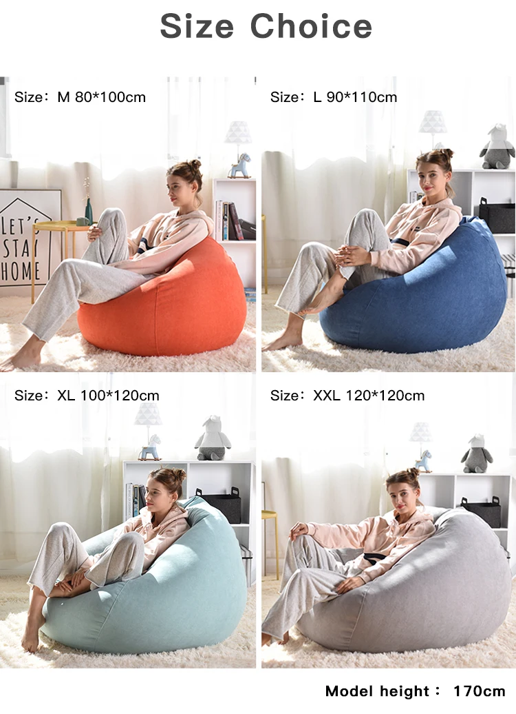 YJ Velvet Bean Bag Chair Cover  (No filling) for Adults Bedroom Corner Couch Cover Living Room Sofa Lounger