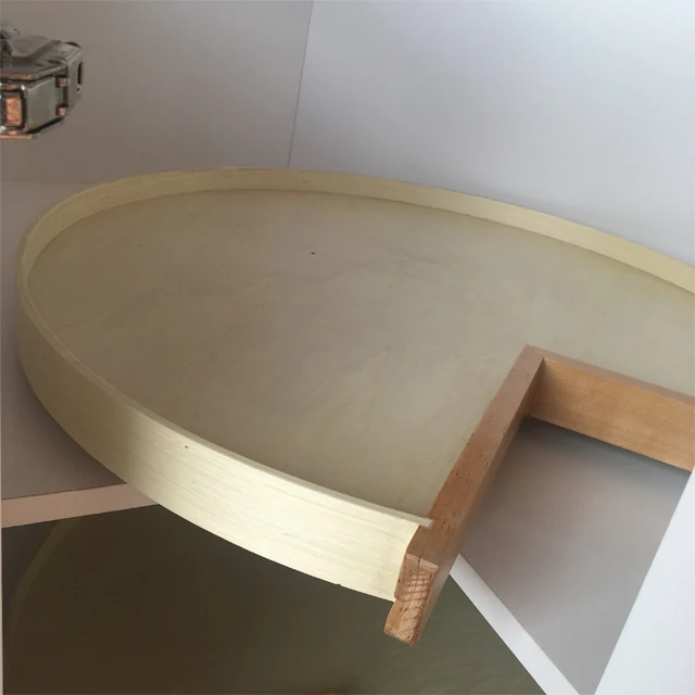 90 Degree Open Door Corner Kitchen Cabinet with Turntable Lazy Susan Storage Made in China Solid Wood Base Cabinets 1 Set Modern