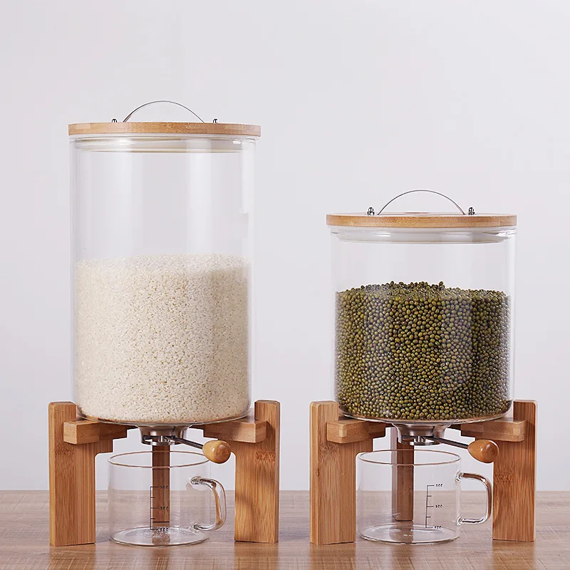 Large capacity borosilicate glass dispenser with rice