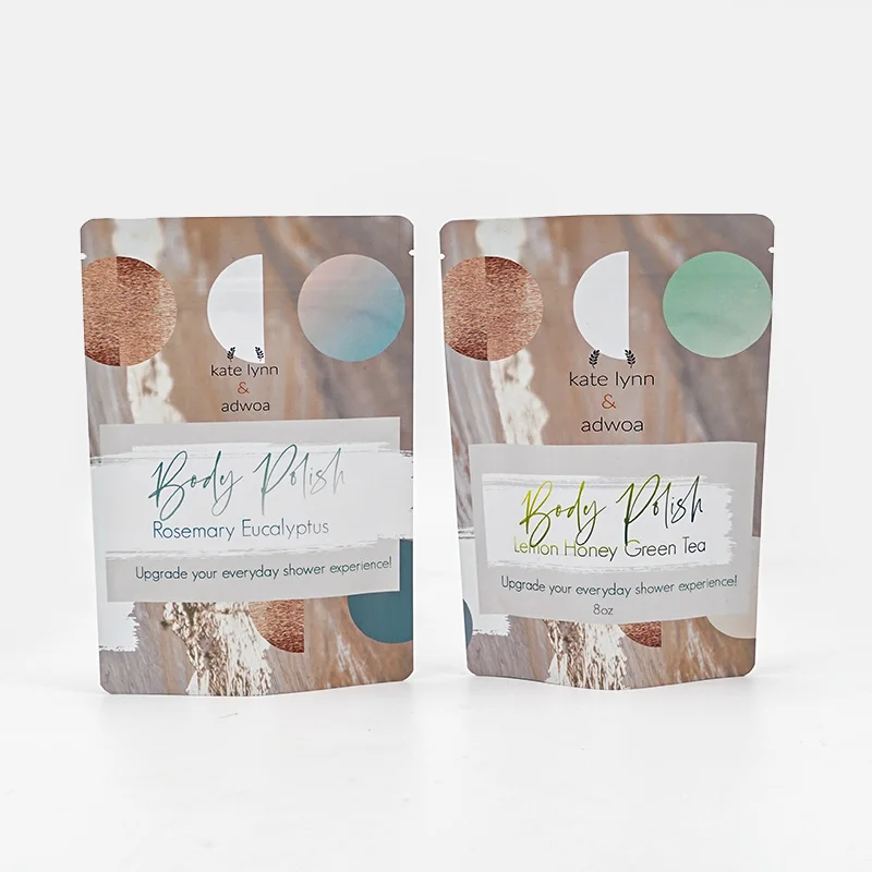 Matte OEM Custom Printed Full Color Aluminium Foil Pouch Body Scrub Bath Salt Standing Package Bag