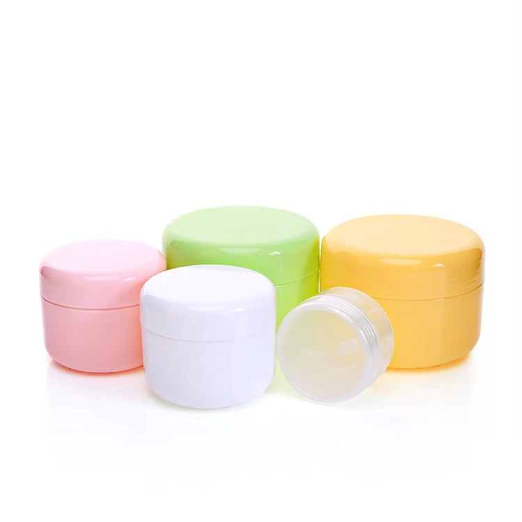 20g 50g 100g cosmetics packaging container Pink green white transparent yellow colourful cream jar with lid plastic cosmetic jar