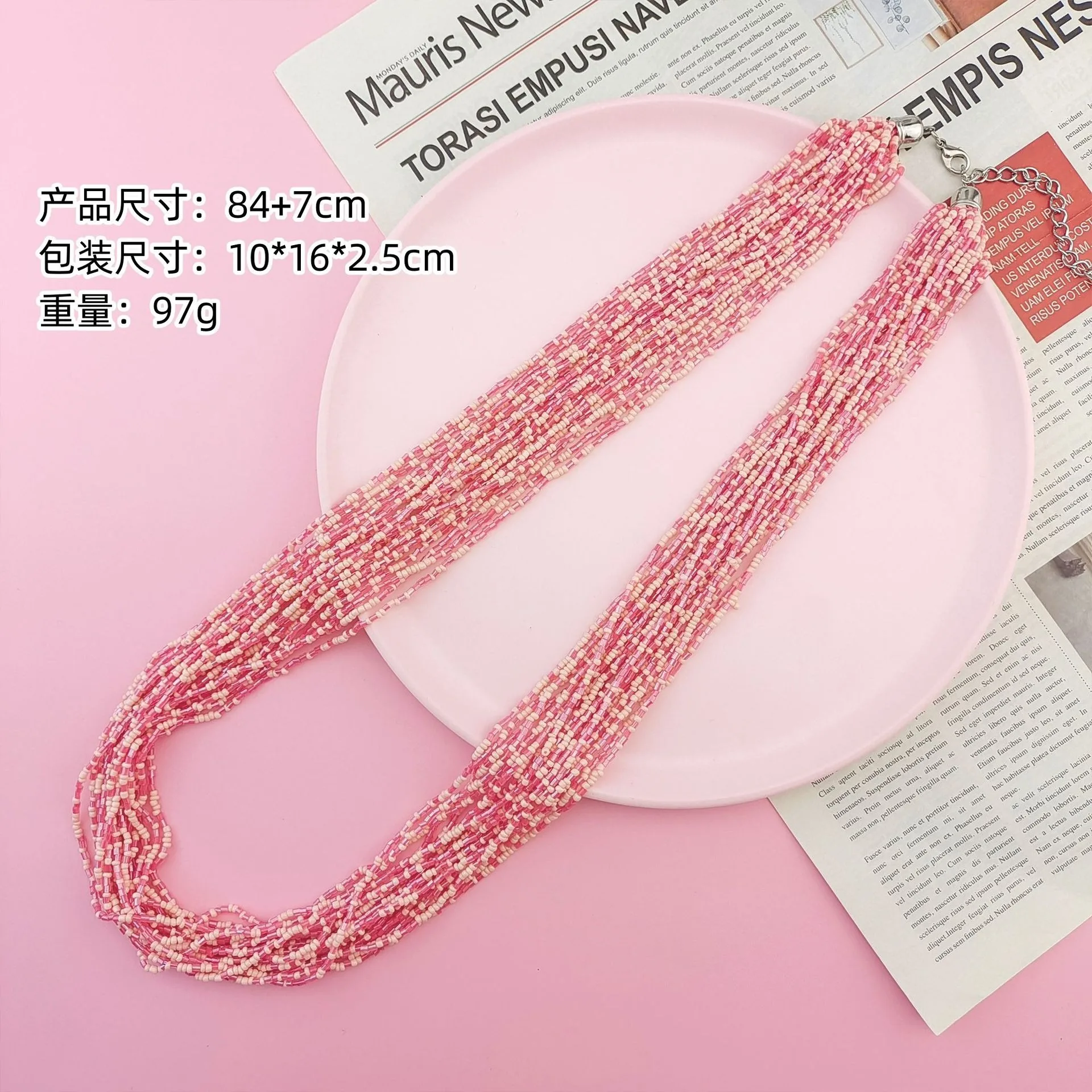 Hot Selling Multi-layer Seed Pearl Minimalist Beaded Necklace Versatile Handmade Beaded Sweater Chain
