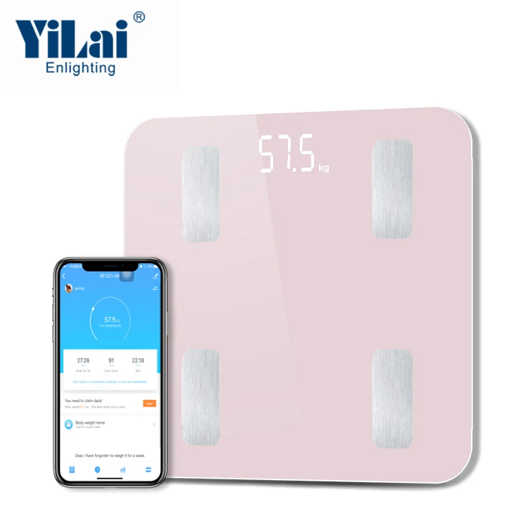 
Zhongshan factory OEM tuya led display smart scale body analysis with app wifi smart connected body fat bathroom scale 