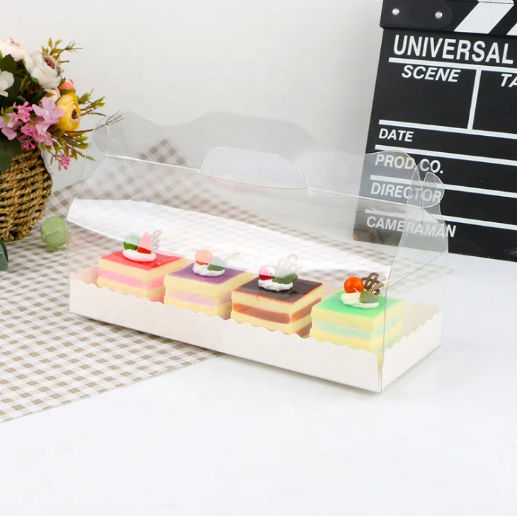 Portable Transparent Bread Carry PET Plastic Clear Cake Box gable cake boxes