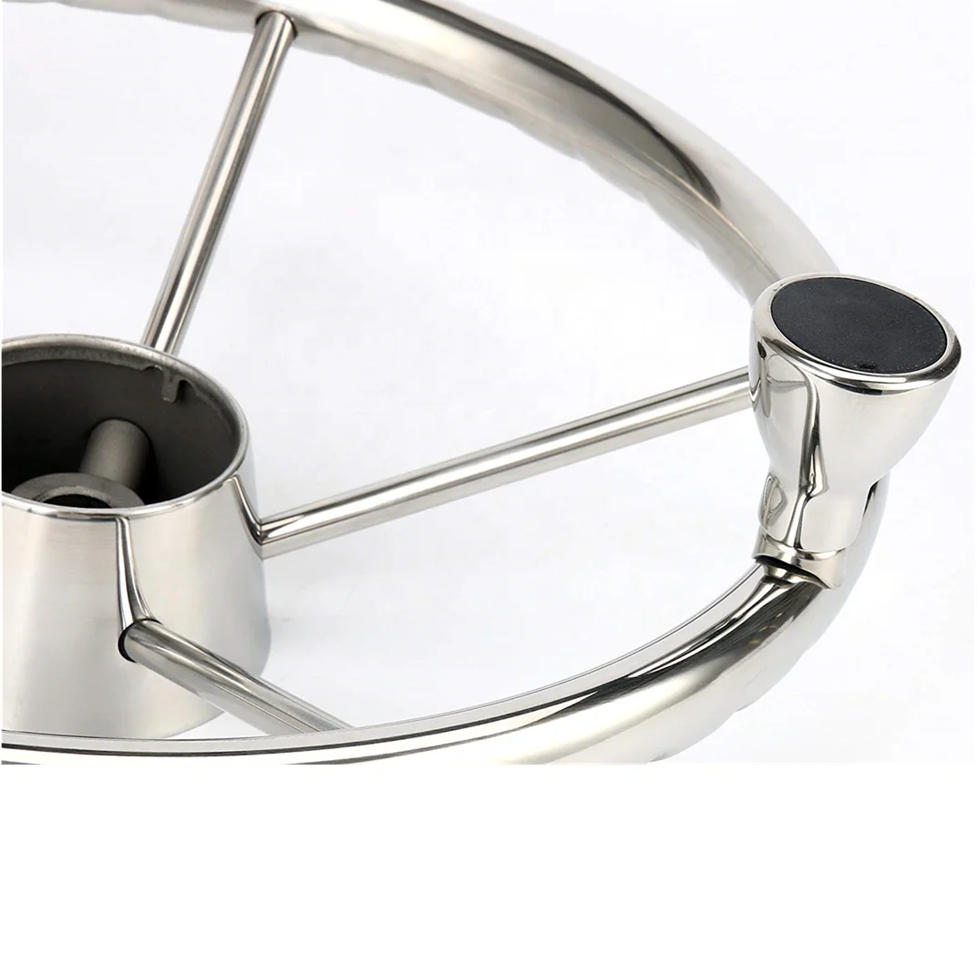 Top quality marine hardware supplier 11 inch stainless steel steering wheel with knob for yacht and sailboat and boat
