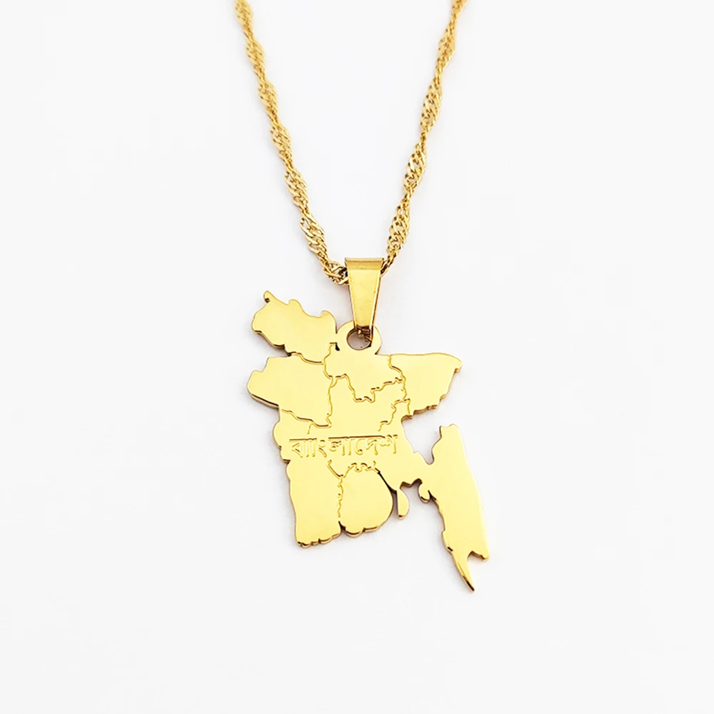Bangladesh Map Necklace Ethnic Decoration Bangladeshi Map Pendant Ethnic Elegant Clavicle Chain Patriotic Pendant Gift