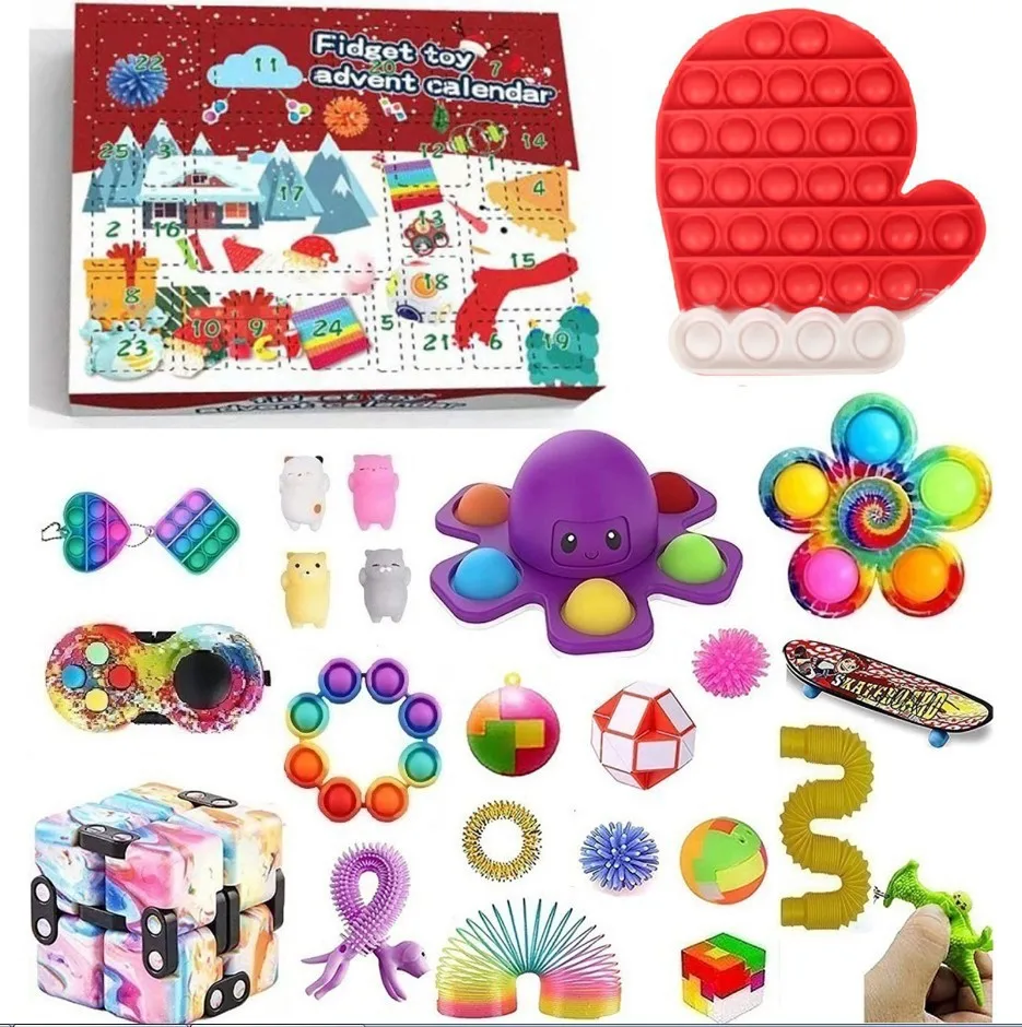 Hot selling creative DIY Christmas Countdown Calendar Stress Relief Hand Tear Blind Box Game Toy for children