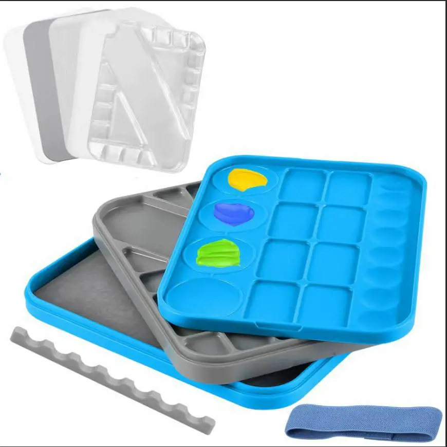 New Stay Wet Paint Palette Set Plastic Material Miniature Painting Tools With 2 Foams And 50pcs Colour Mixing Papers For Acrylic