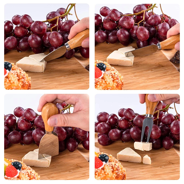 Top Quality Charcuterie Platter Serving Tray Unique Bamboo Cheese Board Set With Cutlery Knife For Wine Cracker Brie And