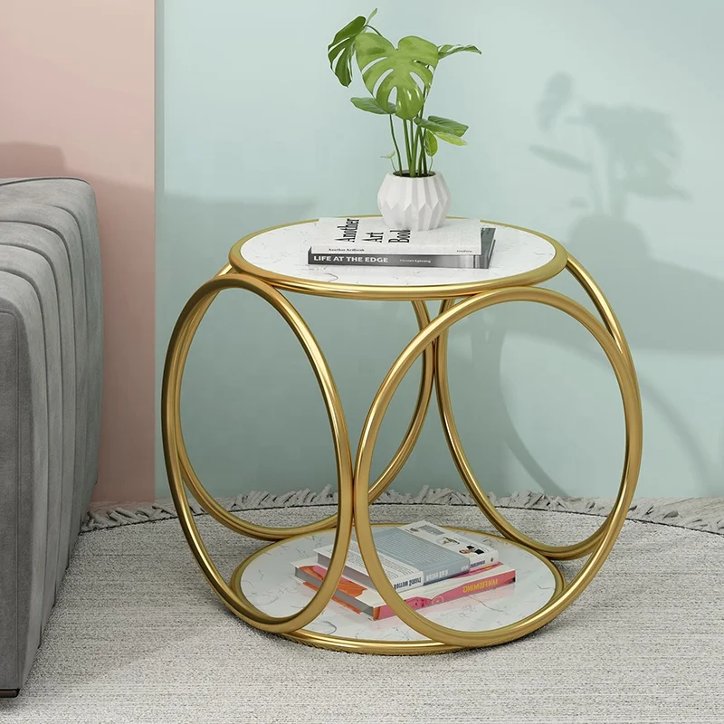 Modern Luxury Marble Glass Side Tables With Metal Frame For Living Room Tea Table Coffee Tabld