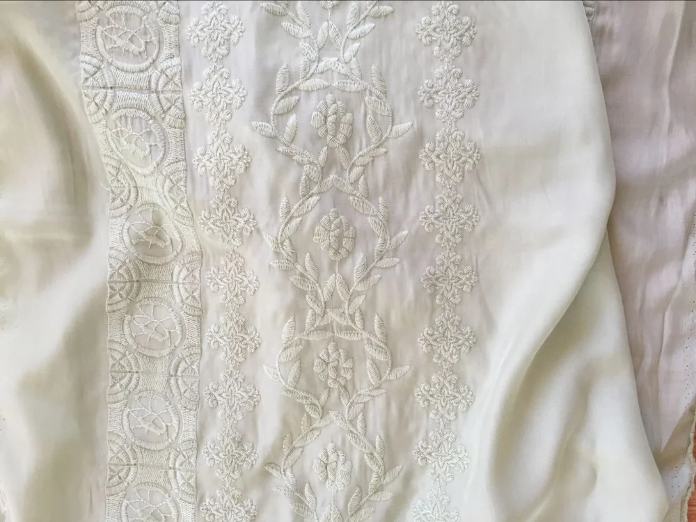 Embroidery polyester&rayon blend fabric for dress/ EMB 58%poly&42%rayon fabric / hot sales fabric for tops