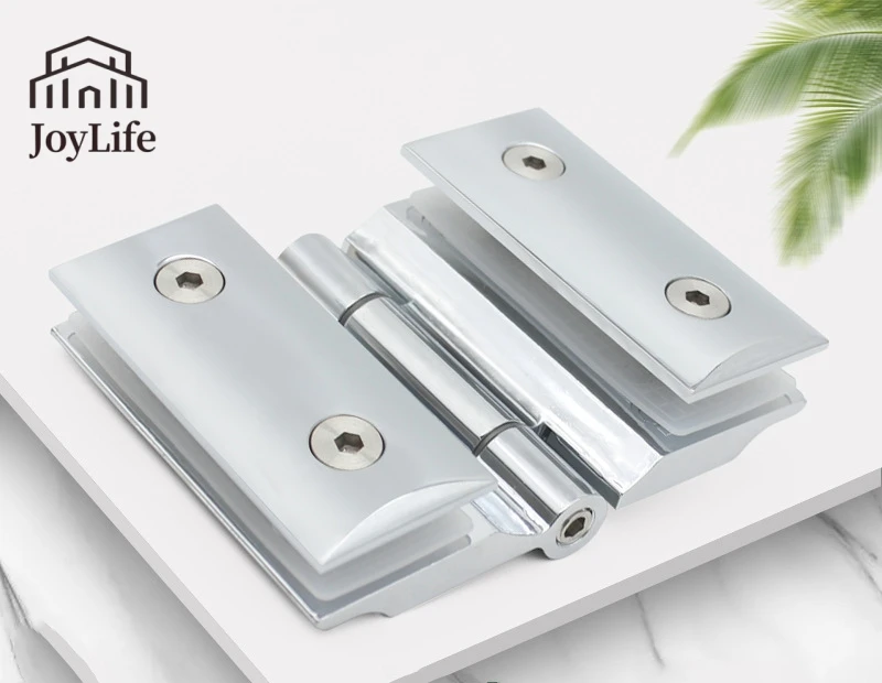 180 Degree Glass-to-Glass Shower Hinge Industrial-Modern Design Stainless Steel and Brass Material for Bathroom or Window Use