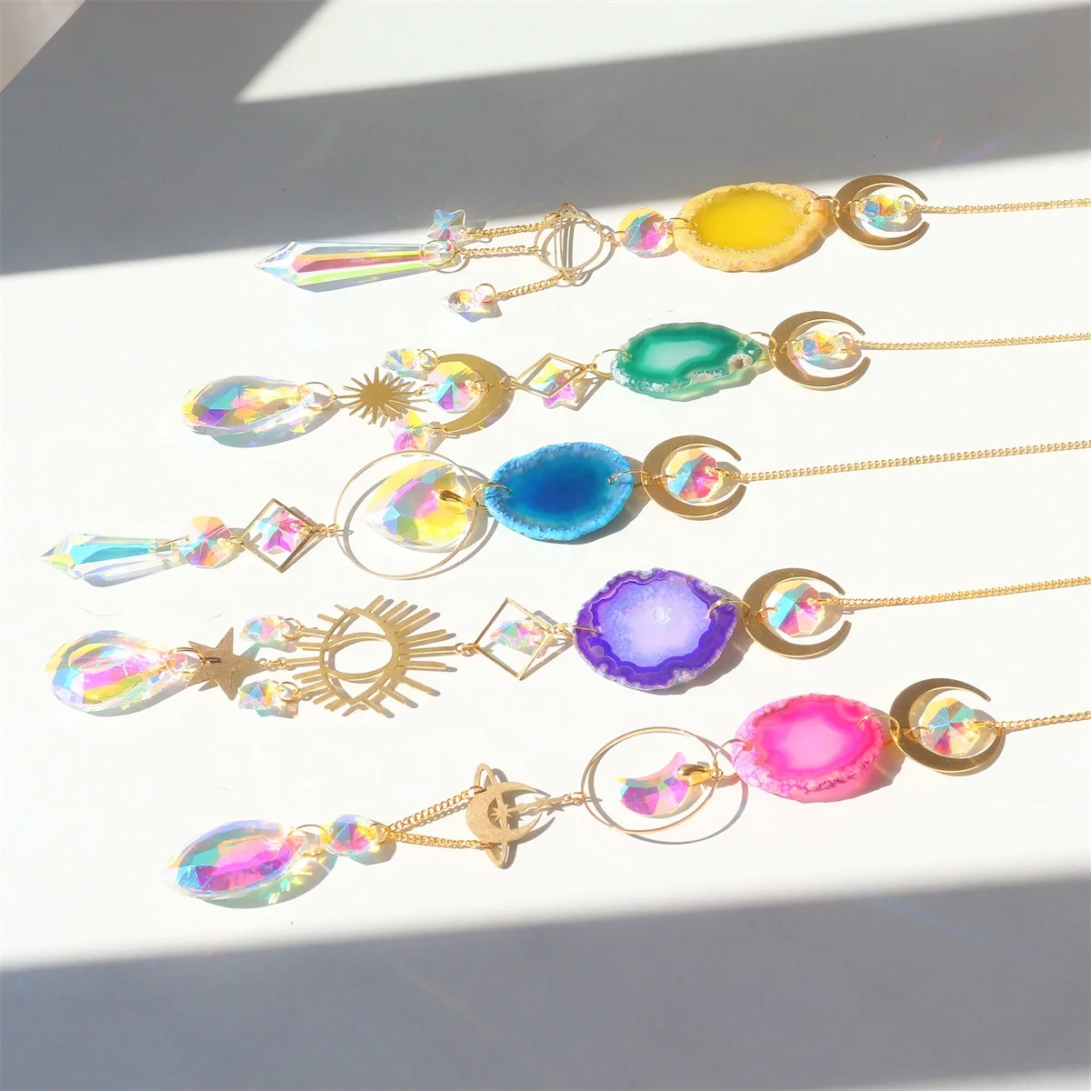 Factory Price Sun Catcher Prism Wind Chime Agate Hanging Crystal Sun Catcher For Home Decor