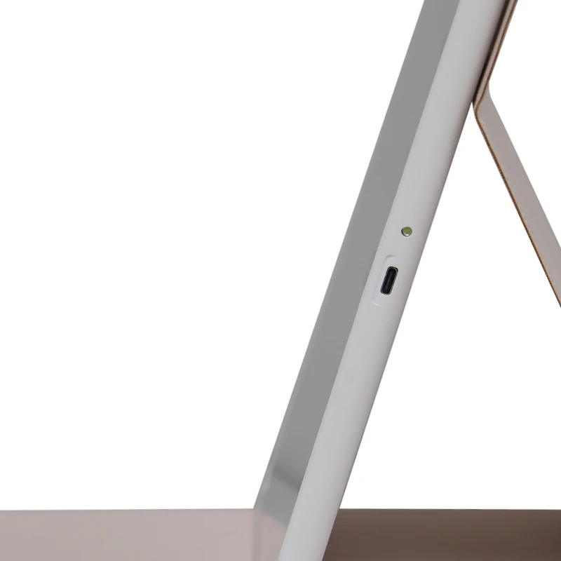 Wholesale ipad size foldable PU leather cover large makeup desktop vanity mirror with led light