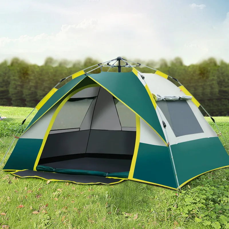 Portable Breathable Outdoor Custom Double Beach Camping Fully Double Folding Tent Automatic Tent with Moisture-proof Pad