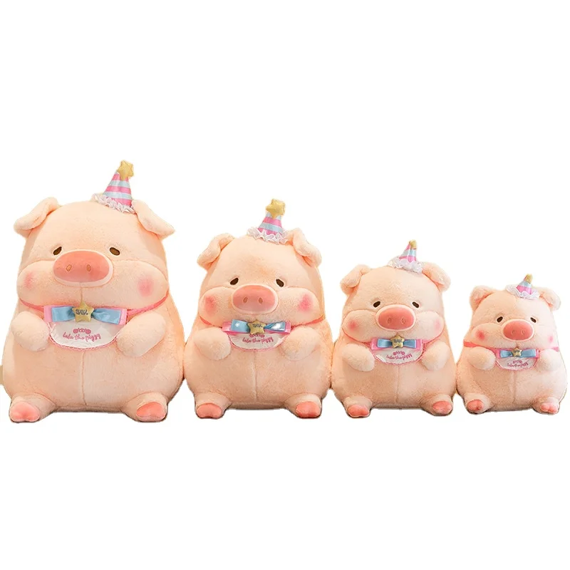 AIFEI TOY Top Hat Cute Lulu Pig Plush Toy Bed Pillow Healing Doll Birthday Gift Female