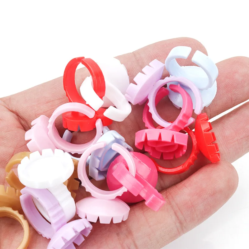 Wholesale 50Pcs Eyelash extension tools Tattoo cup Disposable Plastic Eyelash Glue Holder For Eyelash Extension Glue Rings