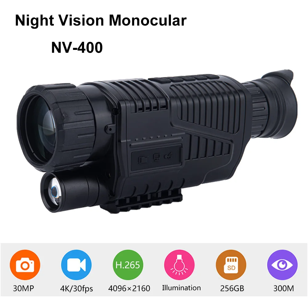 Shimmer FHD Night Vision NV-400 Night Shot Scope 300M Range 5x40 30MP Digital Infrared Monocular Camera Optics Surveillance