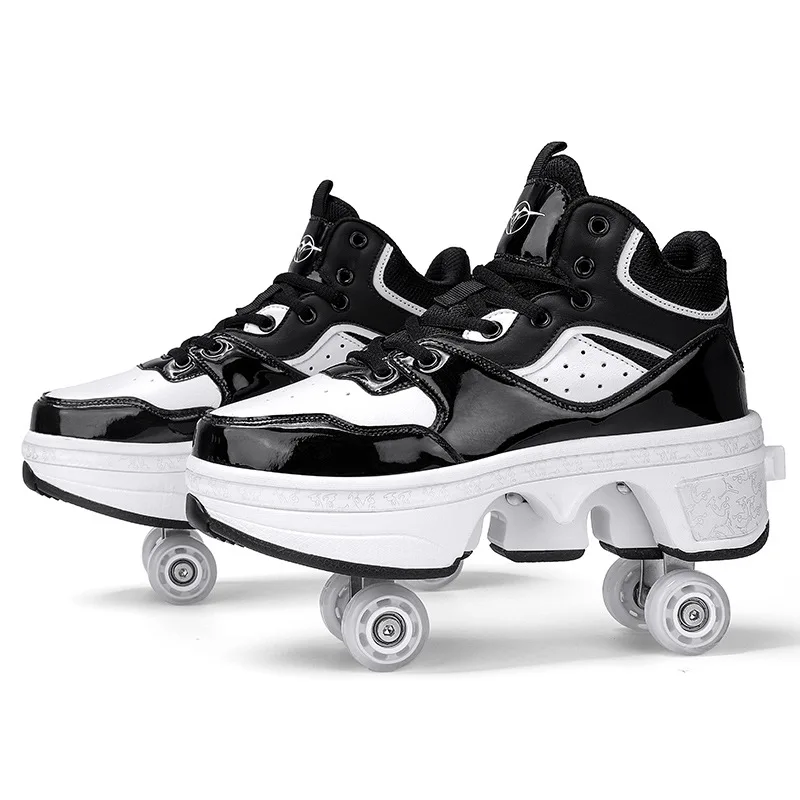 Outdoor Kick Out Roller Skate shoes 2 in 1 Children Deformation roller shoes for kids Kick roller  Wheel Shoes
