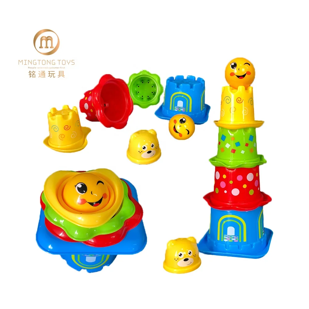Kids early learning bathroom toy set retro nesting up manufacturer stacking cups toddler