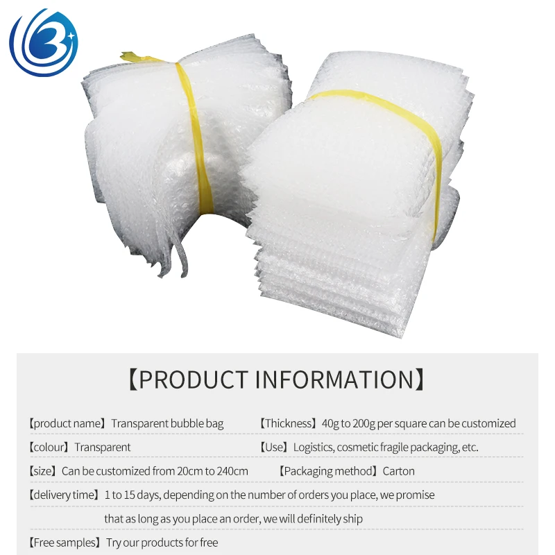 
Very cheap high quality custom size transparent bubble cushion wrap pouch with fragile mail shipping 