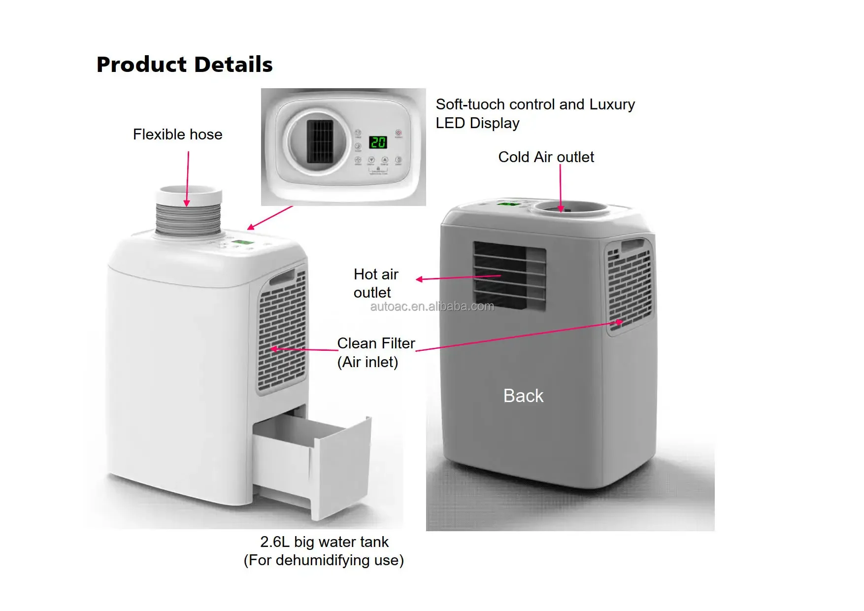 Fast Cooling climatiseurs Home 12000 BTU Portable AC Unit mobile air conditioner Portable Air Conditioners