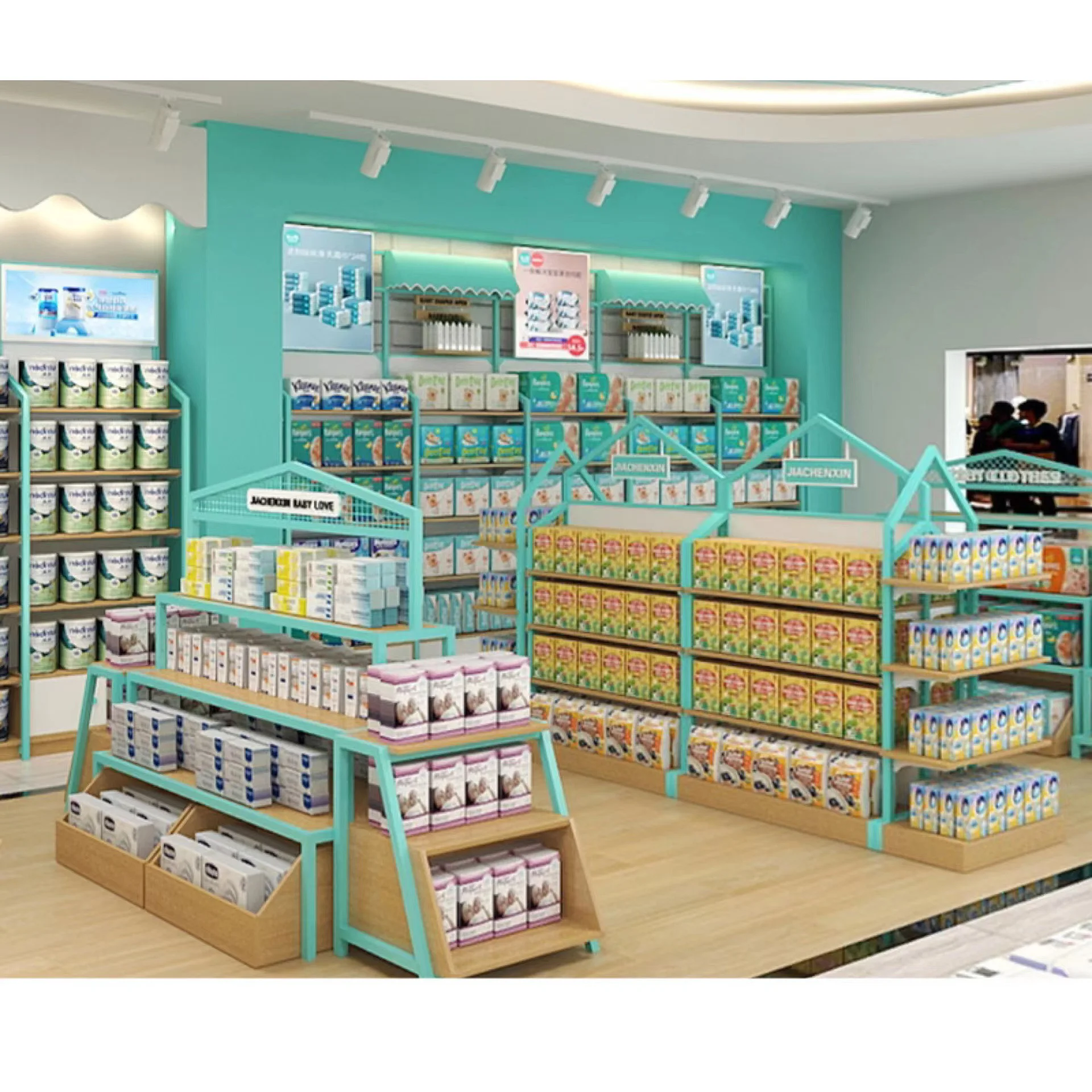 Meicheng Store Shelf Retail Supermarket Rack Light Duty Metallic Single-Sided Corner Wall Storage Shelf