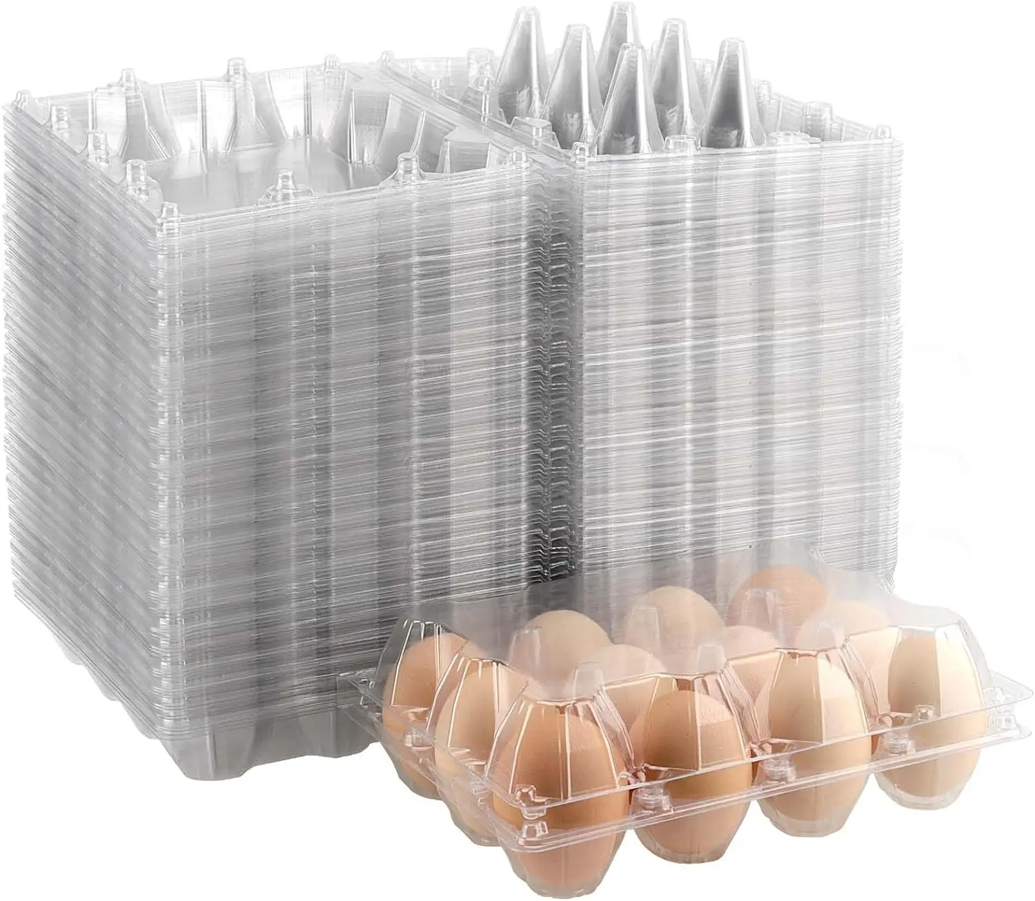 Reusable Clear Plastic Egg Tray Carton holds Packaging for Chicken Farm