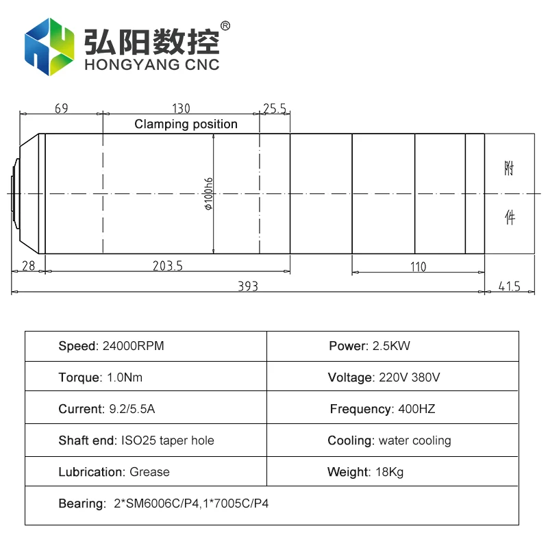 HQD 2.5KW ATC Spindle Motor 220V 380V ISO25 Automatic Tool Change Water-Cooled Spindle For CNC Milling Machine Cutting