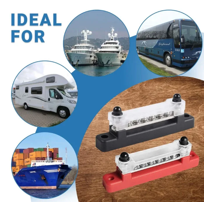 M6 12V Bus Bar 1/4 inch Power Distribution Block 150A Electrical Terminal Block Buss Bar for Truck Boat Car Camper RV