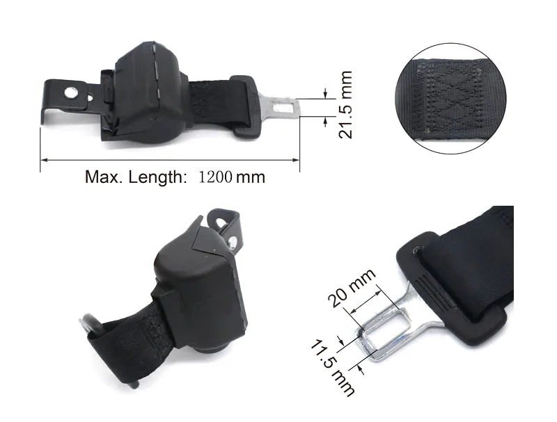 Retractable Forklift Truck Seat Belt School Bus Safety Belt 2Point Seatbelt