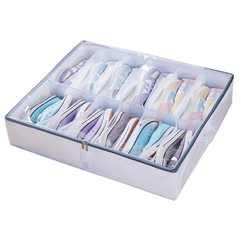 Most Popular Washable Visible Grid Mesh Clothes Drawer Storage Organizer Underbed Portable Folding Shoe Case Storage Box