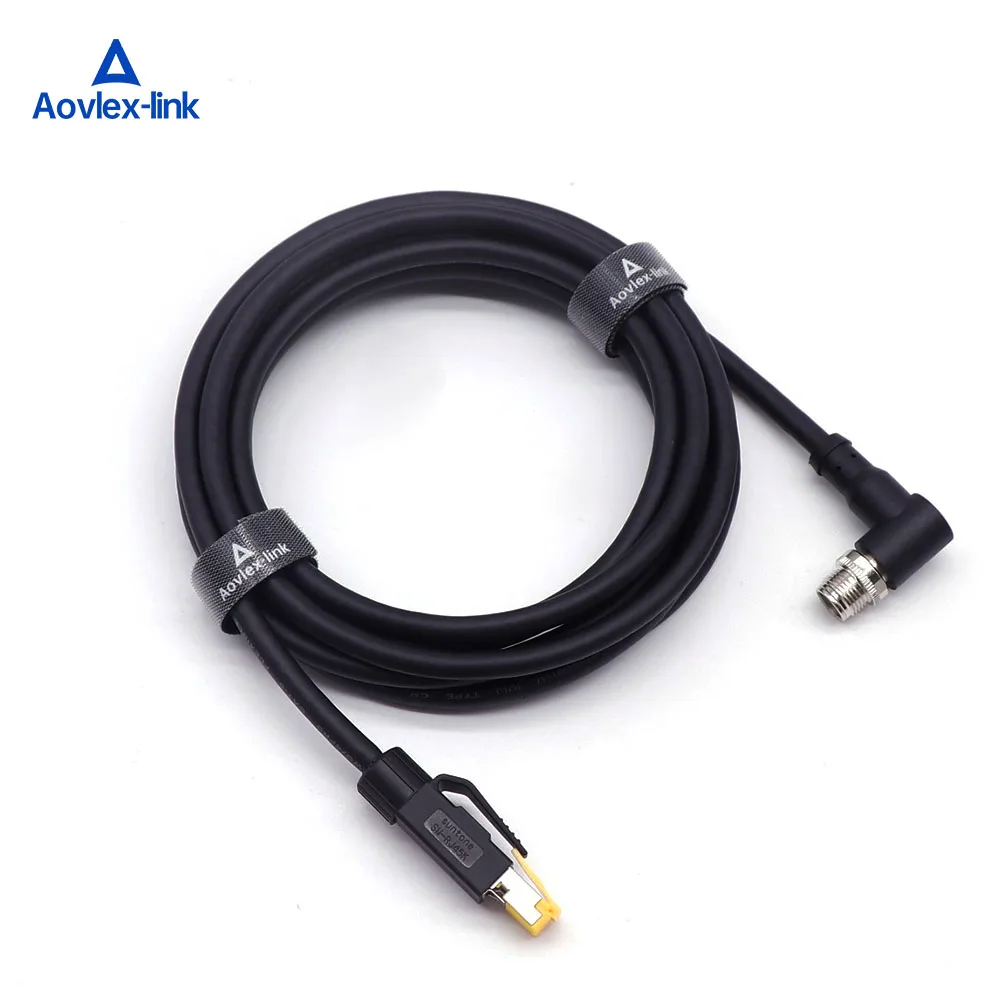 M12 to RJ45  Connector M12 Industrial Ethernet Cable X code 8 Pin Angled Male to RJ45 Plug Cable