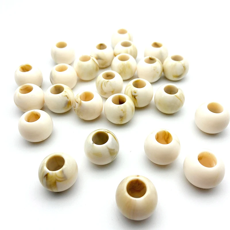Wholesale Plastic Shell Color Beads Acrylic Big Large Hole Round Beads For Jewelry Making Diy Shoes Bags Clothes Decoration