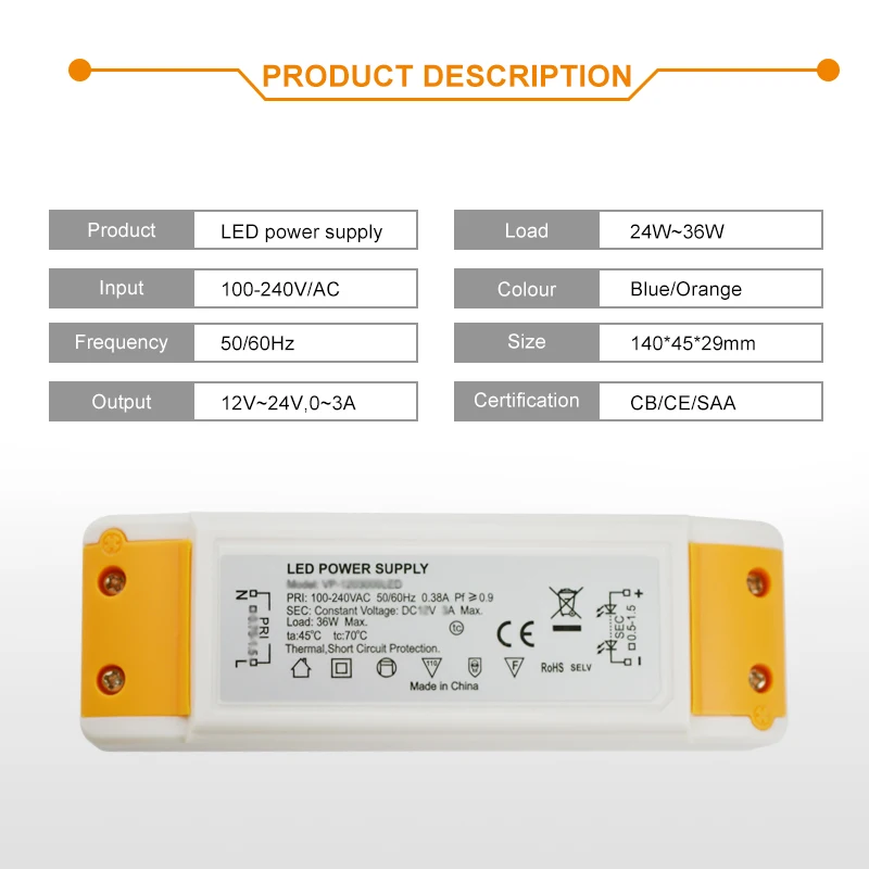 Universal products 100-240V ac to  dc 12V Constant voltage LED driver Power Supply For LED cabinet power supply