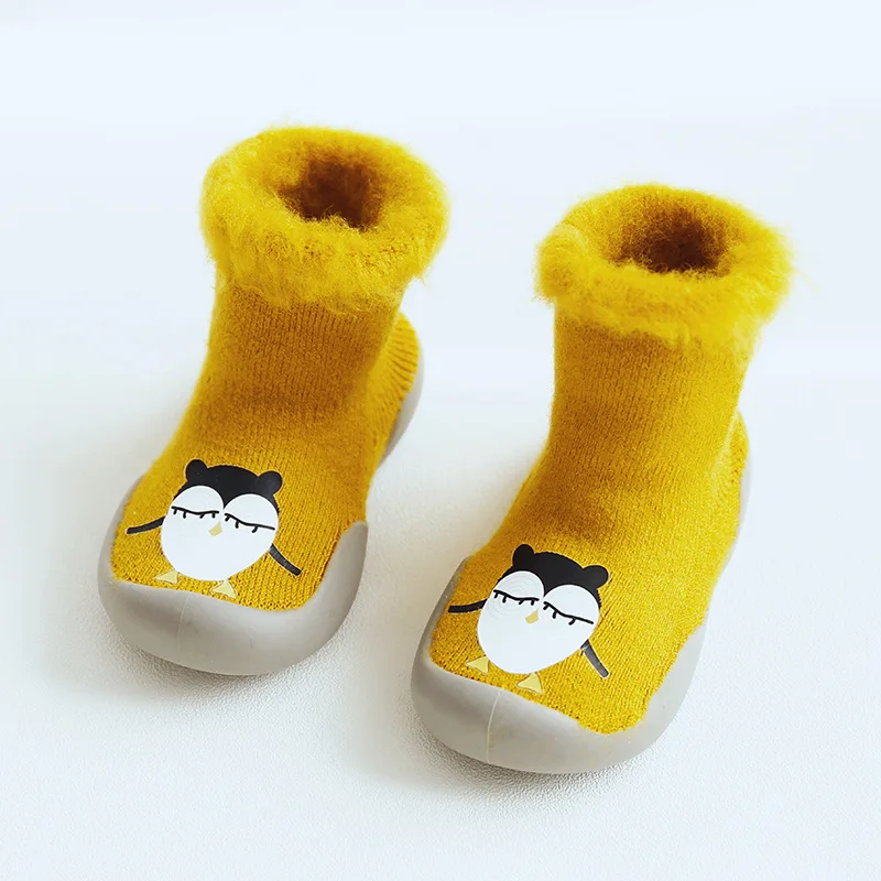 Spring Leopard girl boy Dot baby sock shoes with anti slip rubber soles