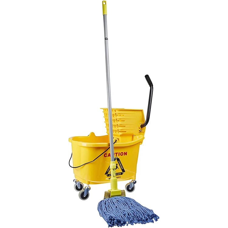  Wholesale Yellow Plastic Side Press Wringer Combo Commercial Mop Bucket On