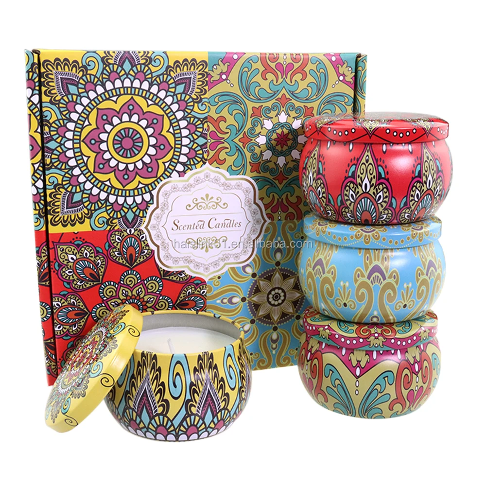 Роскошная романтичная Свадебная металлическая Жестяная Банка объемом 4 унции, Ароматизированная ароматерапия, подарочный набор, коробка