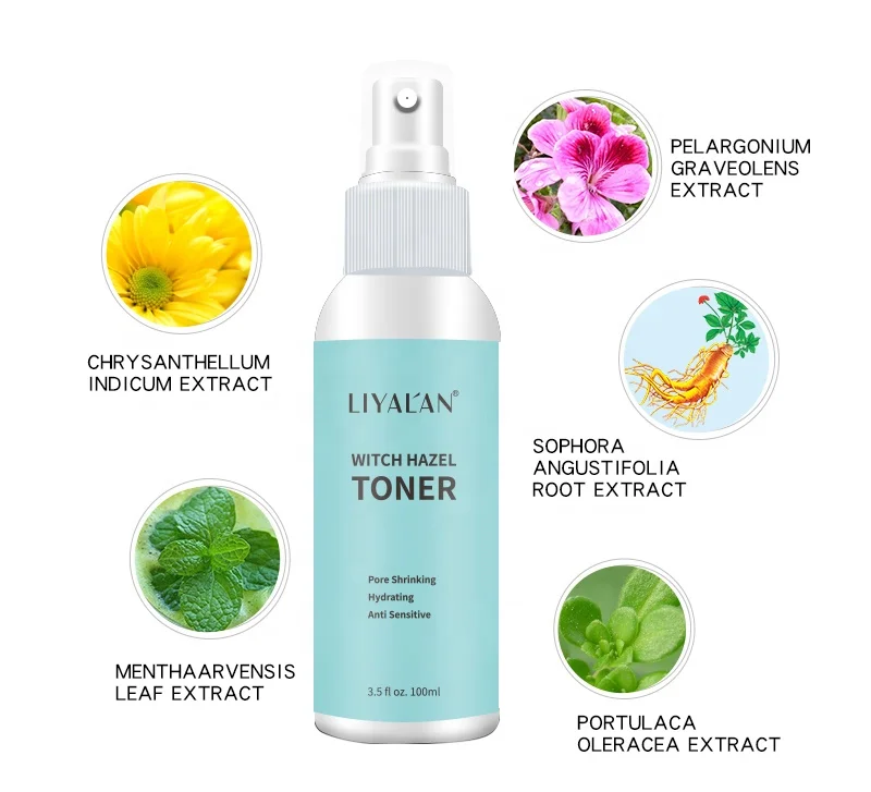 OEM Private label Face Shrink Pores Anti Sensitive Hydrating Witch Hazel Facial Toner Spray